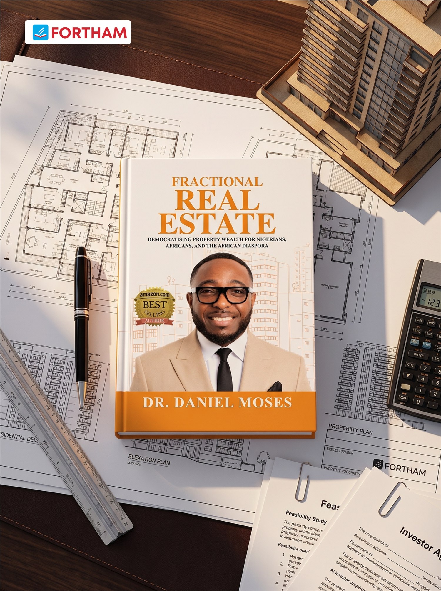 Fractional Real Estate book displayed on architectural plans
